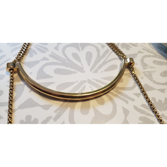 India Hicks 12k Gold Plated Curved Bar Bolo Necklace - Picture 5 of 5